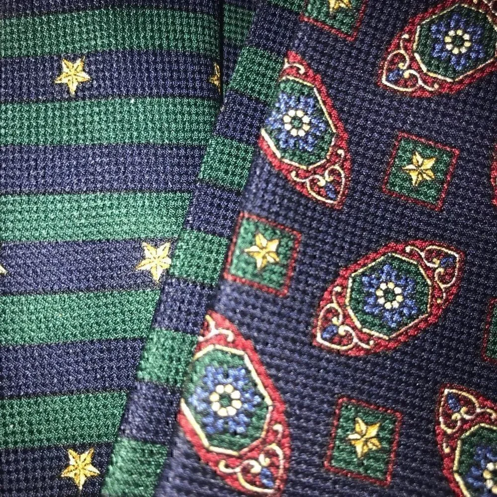 Tommy Hilfiger 100% Silk Tie, Navy Blue with Vintage Design Made in the USA
